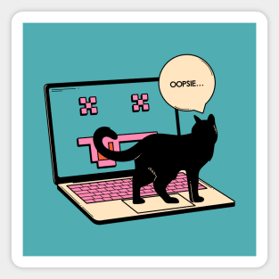 404 Error Laptop Black Cat in blue Magnet